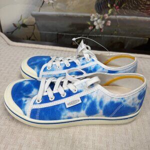 Keen Womens Size 8 Blue/White Elsa Lite Tie-Dye Canvas Tennis Sneakers